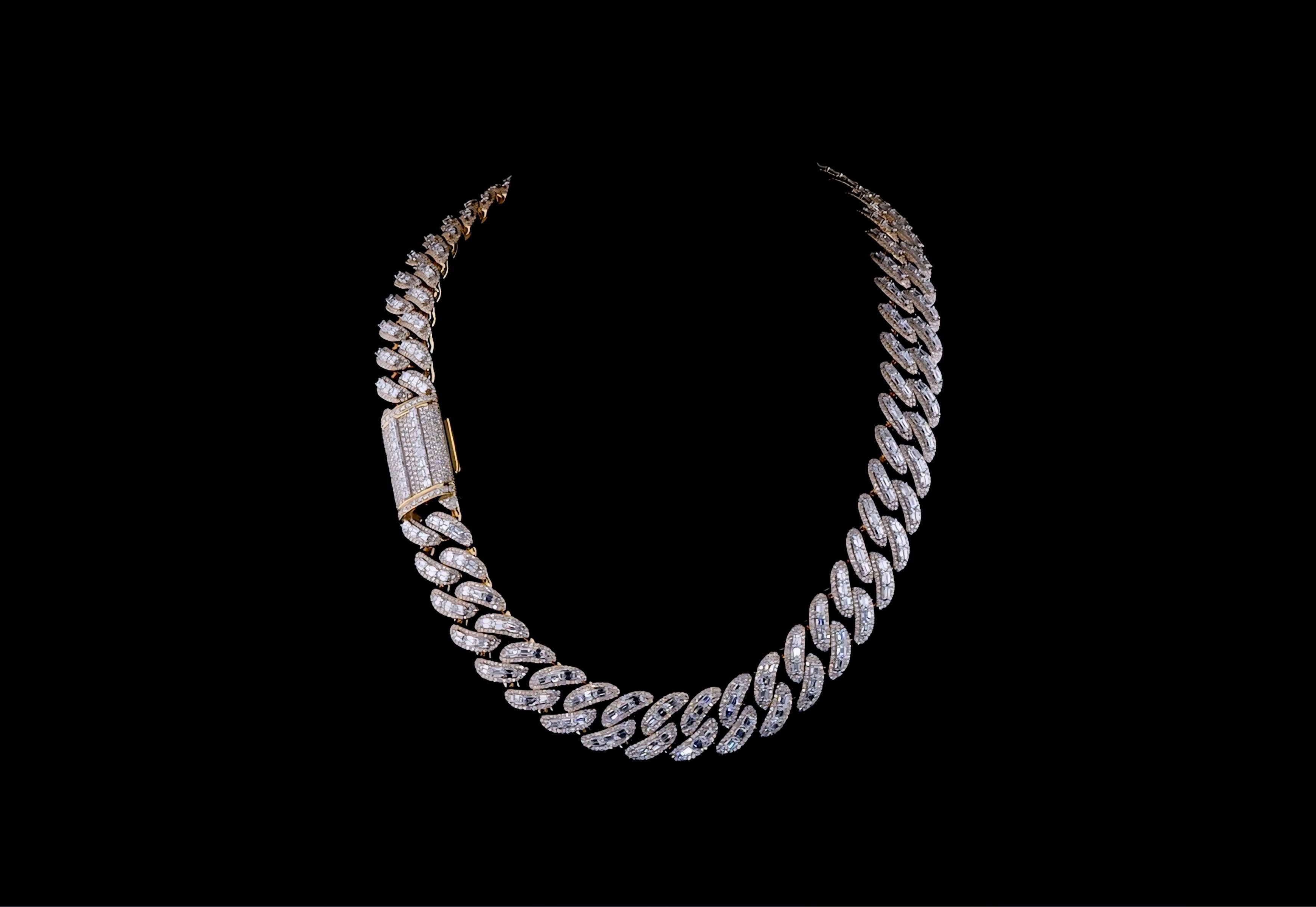 BAGUETTE/ ROUND DIAMOND MIAMI CUBAN LINK CHAIN