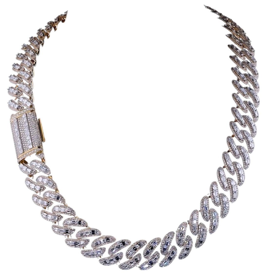 BAGUETTE/ ROUND DIAMOND MIAMI CUBAN LINK CHAIN