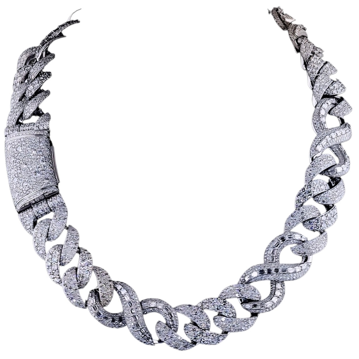 BAGUETTE/ ROUND DIAMOND MIAMI CUBAN LINK CHAIN